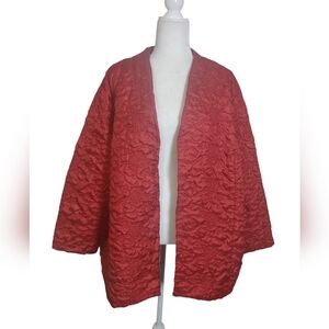 Maggie Barnes Jacket Women's 3X 26/28W Red Quilted Lightweight Open Holi…
